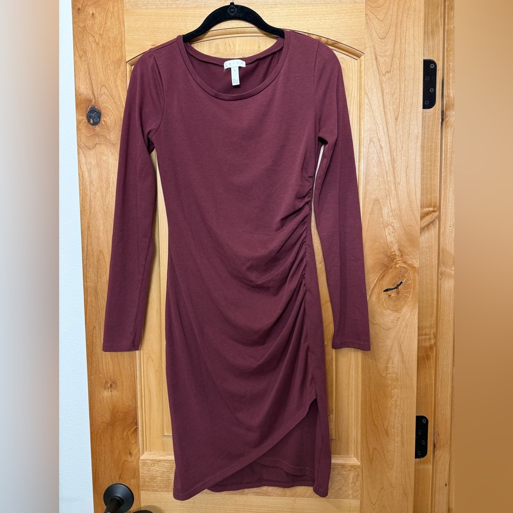 Wine red long sleeved dress